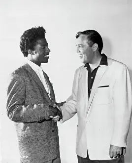 Prints of 1956: Musicians Little Richard and Bill Haley shake hands for a portrait in 1956. (Photo by Michael Ochs Archives/Getty Images) The Architect of Rock: Don't Knock The Rock