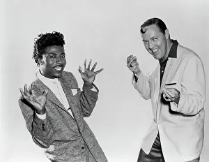 Prints of LOS ANGELES - 1956: Bill Haley (R) and Little Richard pose for a publicity portrait for the Columbia Pictures film Don't Knock the Rock in 1956 in Los Angeles, California The Architect of Rock: Don't Knock The Rock