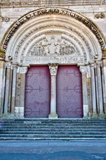Benedictine Prints: Door of VA zelay Abbey at old town of VA zelay at Yonne department in France