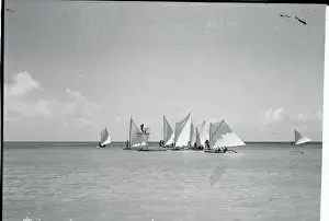 Honolulu Prints: Doris Duke and Canoe Teammates Leaving for Race