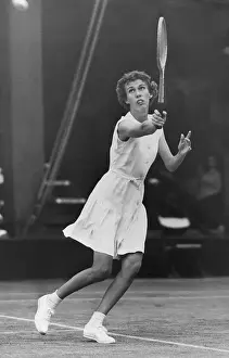 Doris Hart Hitting a Backhand Shot