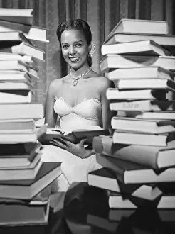 Strapless Prints: Dorothy Dandridge Reading Amid Book Pile