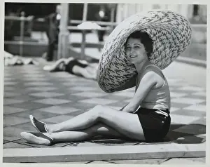 Dorothy Sebastian Wearing Wide Straw Hat