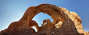Stone Arch Prints: Double Arch, stone arches of red sandstone formed by erosion