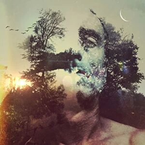 EyeEm Gallery: Double Exposure, Tree, Outdoors, Sunset, Real People, Young Men, Young Adult, One Person