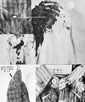 Double View of Blood Splattered and Bullet Riddled Shirt and Tie of John F. Kennedy