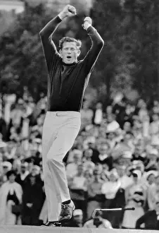 Greensboro Prints: Doug Sanders Jumping Victoriously from Golf Play