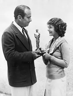 Trophy Prints: Douglas Fairbanks Giving Janet Gaynor First Best Actress Oscar