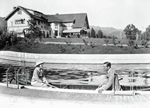 Artificial Lake Prints: Douglas Fairbanks and Mary Pickford Canoeing at Pickfair