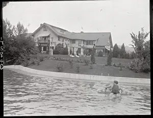 Douglas Fairbanks Swimming in Pool