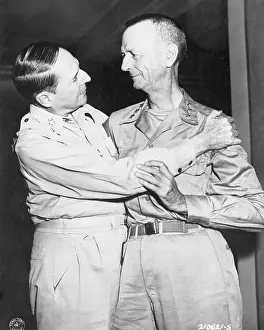 Yokohama Prints: Douglas MacArthur and Jonathan Wainwright Embracing