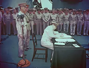 Douglas MacArthur Signing Japanese Surrender Document