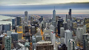 Cityscapes Prints Gallery: Downtown Chicago winter skyline