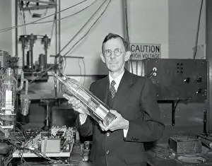 Wire Prints: Dr. Clinton Joseph Davisson Working in Laboratory