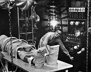 Lying Down Prints: Dr. Frankenstein Bringing the Monster to Life