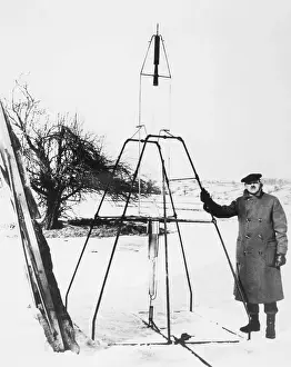 Auburn Prints: Dr. Goddard with First Liquid- Fueled Rocket, 1926