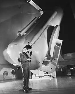 Dr. Hubble Looks Through Schmidt Telescope
