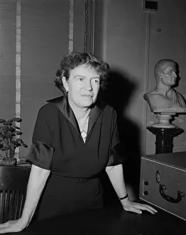 Dr. Margaret Mead Sitting Comfortably While Talking to Reporters