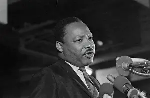 Dr. Martin Luther King Jr. Speaking at Microphones