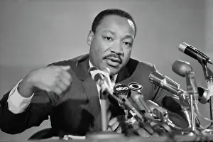 Dr. Martin Luther King Speaking at Microphones