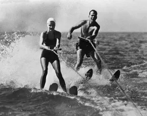 Water Skier Prints: Dr. Samuel Sheppard and Wife Water-Skiing