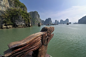 Vietnamese Culture Gallery: Dragon on a junk, Halong Bay, Vietnam, Southeast Asia