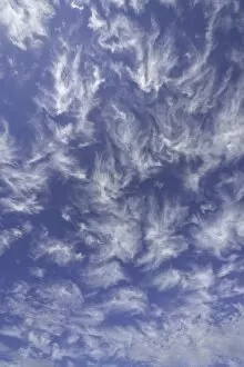 Dramatic cirrus clouds in blue sky, Australia