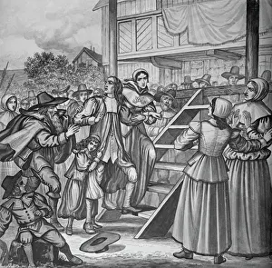 Wash Drawing Prints: Dramatic Illustration of Minister in Scarlet Letter
