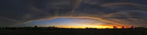 Dramatic Panoramic Sunset Landscape with the cloud formation forming a big eye in the sky