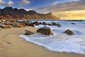 Dramatic Sunset over Kogel Bay in the Western Cape Province of South Africa with the Kogelberg Mountain Range forming a Stunning Backdrop