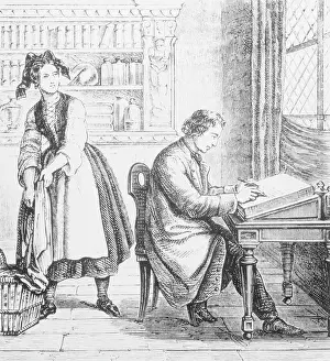 Drawing of Alois Senefelder at Work on Lithography