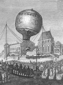Drawing of Balloon Transport from Versailles