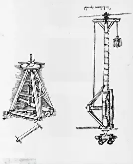 Derrick Prints: Drawing Based on Two Construction Devices by Leonardo da Vinci
