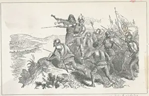 Drawing of Cortez and Men near Mexico