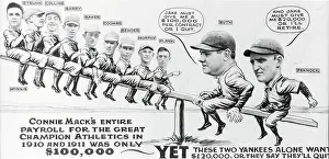 Drawing Depicting Babe Ruth and Herbie Pennock Salaries