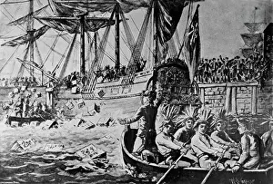 Drawing Depicting the Boston Tea Party by W.L. Greene