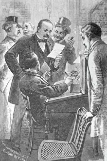 Election Prints: Drawing Depicting Grover Cleveland and Officials Examining Ballot Results