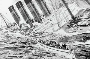 Tragedy Prints: Drawing Depicting Lusitania Sinking
