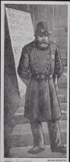 Boston Prints: Drawing of Early Policeman in Uniform