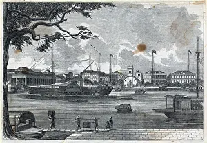 Foreign Prints: Drawing Of Factories And Water In China