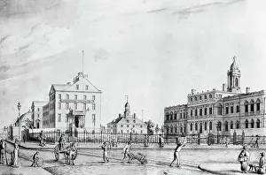 Wash Drawing Prints: Drawing Of Life Around City Hall, Ny