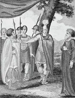 Tragedy Prints: Drawing of Military Outdoor Scene from Titus Andronicus