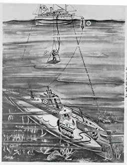 Drawing of Navy Submarines in Water