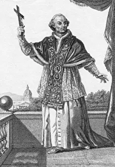 Drawing of Pope Pius VI Holding Cross