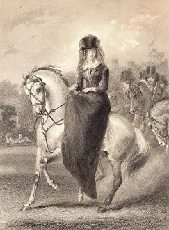 Graceful Prints: Drawing of Queen Victoria on Horseback
