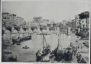 Wash Drawing Prints: Drawing of the River Tiber