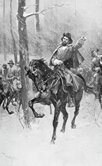 Drawing showing Confederate Colonel Nathan B. Forrest on Horseback