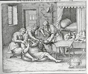 Teamwork Prints: Drawing Showing Surgical Team During Amputation