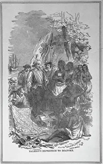 Walter Raleigh Prints: Drawing of Sir Walter Raleigh and His Men Outdoors