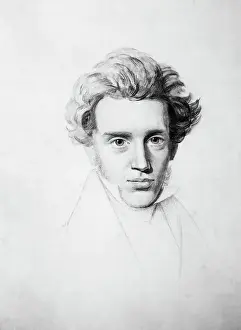 Danish Prints: Drawing Of Soren Kierkegaard